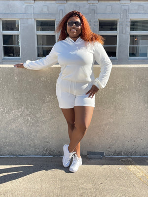 The All White Trendsetter Sweatshirt and Shorts